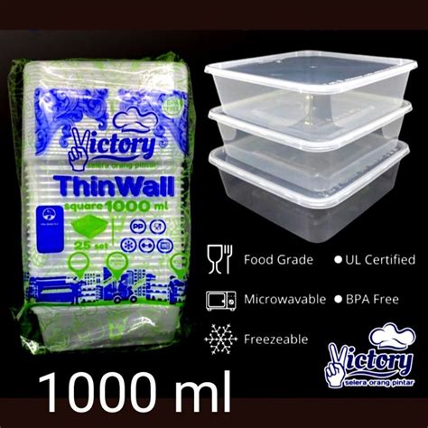 Jual Thinwall Food Container Victory Square Ml Shopee Indonesia