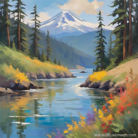 Trendy Pacific Northwest Landscape Art Stable Diffusion Online