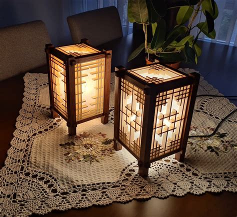 Japanese Style Table Bedside Shoji Asian Wooden Lamp Lantern With