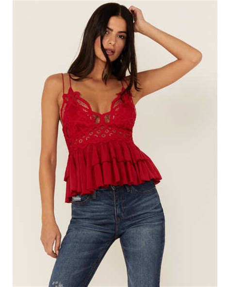 Free People Womens Adella Cami Lace Ruffled Tank Top Boot Barn