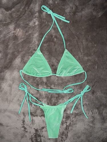 Mint Green Velvet Stripper Bikini Exotic Dancewear Rave Wear EBay