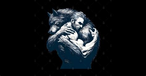 Man And Werewolf Hugging Gay Lovers Furry Sticker Teepublic
