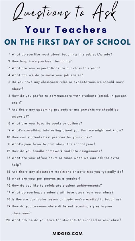 20 Questions To Ask Your Teacher On The First Day Of School Back To
