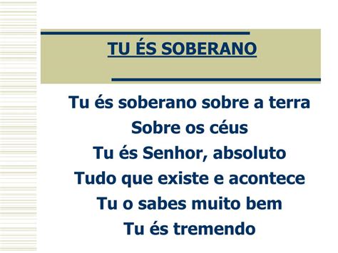 Tu Es Soberano Sobre A Terra Sobre Os Ceus Letra