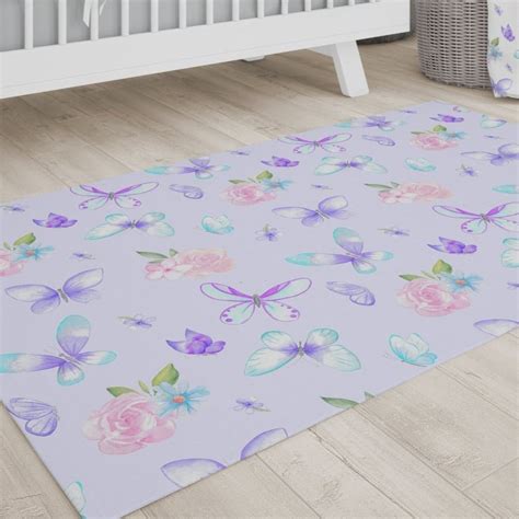 Butterfly Floral Nursery Rug Crib Bedding And Nursery Decor Modified Tot