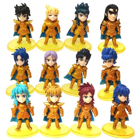 12pcs Cavaleiros do Zodíaco Saint Seiya Bonecos Petit Chara Saga