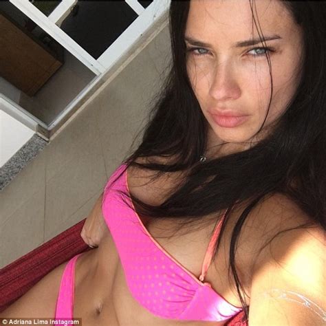 Adriana Lima Smolders As She Goes Makeup Free In A Tiny Polka Dot Bikini Daily Mail Online