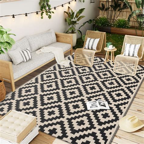 OLANLY Waterproof Outdoor Rug 5x8 ft, Outdoor Plastic Straw Rug for