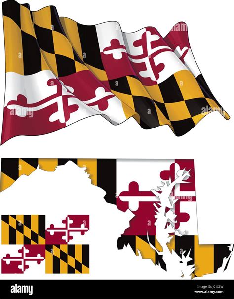 Ilustraciones De Vectores De Maryland La Bandera Ondeando Y Plana Y