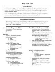 Comparative Politics Exam 1 Exam 1 Study Guide Exam Format As Stated