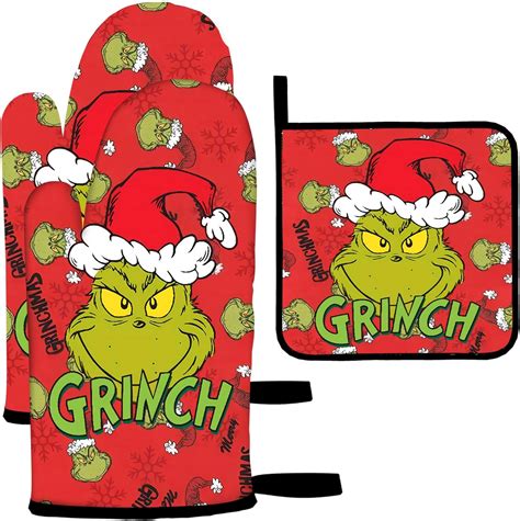 Amazon Christmas Oven Mitts Pot Holders Sets Funny Christmas Oven Mitts With Hot Pads Red