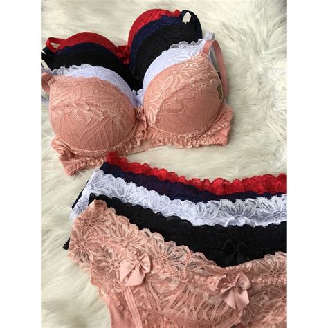 Kit 5 Conjunto De Lingerie Sexy Calcinha Fio Duplo Renda Milena Shopee Brasil