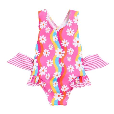 One Piece Swimsuit Girls Hawaiian Tropical Floral Prints Ruffles Backless Onesie Bikini Hot