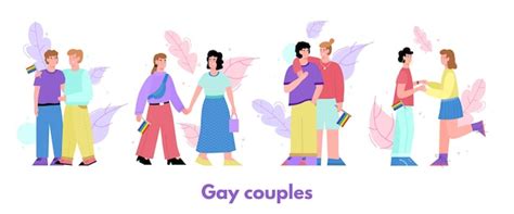 Premium Vector Gay Couples Of Homosexual And Lesbian Flat Vector Illustration Isolated