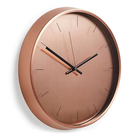 Rose Gold Round Aluminium Wall Clock 12 Inches Simple North Europe Style Home Decor Wall Clock ...