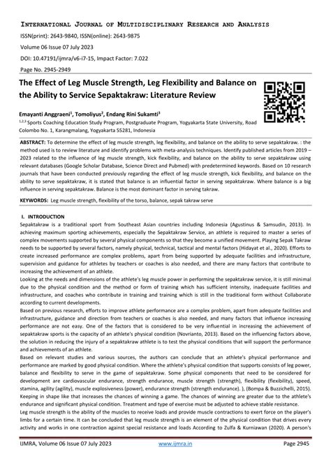 (PDF) The Effect of Leg Muscle Strength, Leg Flexibility and Balance on ...