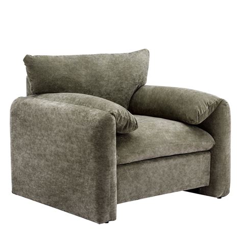 Chenille Oversized Armchair, Modern Style Single Sofa Chair for Living ...