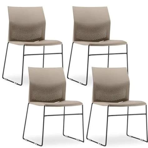 Kit Cadeiras Fixa Base Preta Empilhável Connect Nude Lyam Decor MadeiraMadeira