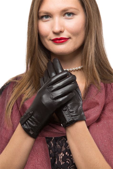 Mio Marino Fashion Sheepskin Leather Gloves For Women Cold Weather Touchscreen Gathered