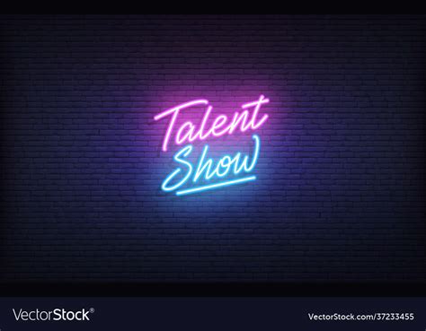 Talent show neon sign glowing lettering Royalty Free Vector