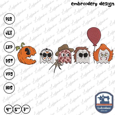 Horror Movie Characters Embroidery File Happy Halloween Etsy