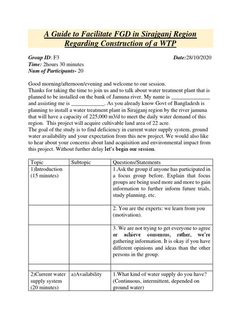 Fgd Guide Pdf Focus Group Water