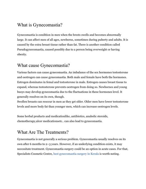 PPT - Gynecomastia- Causes & Treatments PowerPoint Presentation, free ...