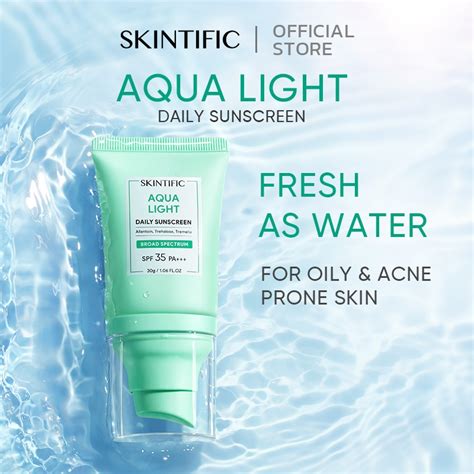 Skintific Aqua Light Daily Sunscreen Spf 35 Pa Ultra Light Sunscreen For Oilandacne Skin ครีม