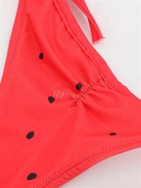 Thong Bikini Swimsuit Sexy Red Watermelon String Bikini Beach Swimwear Milanoo