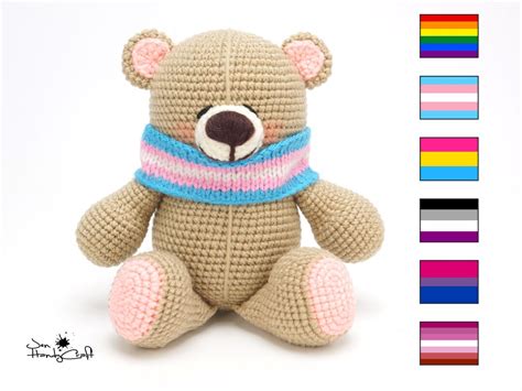 Stuffed Teddy Bear With Lgbt Pride Flag Scarf Gay Lesbian Transgender Pansexual Asexual