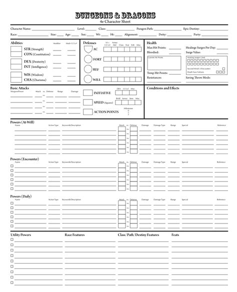 Dnd 4e Character Sheet Pdf