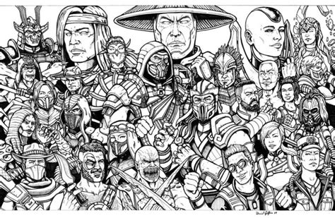 Раскраска Все персонажи Мортал Комбат: распечатать бесплатно, скачать