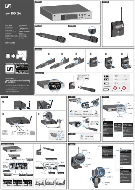 Sennheiser SK 100 G4 Quick Start Guide