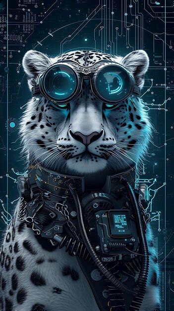 Premium Photo Portrait Of Snow Leopard With Carbon Fiber Body Armor