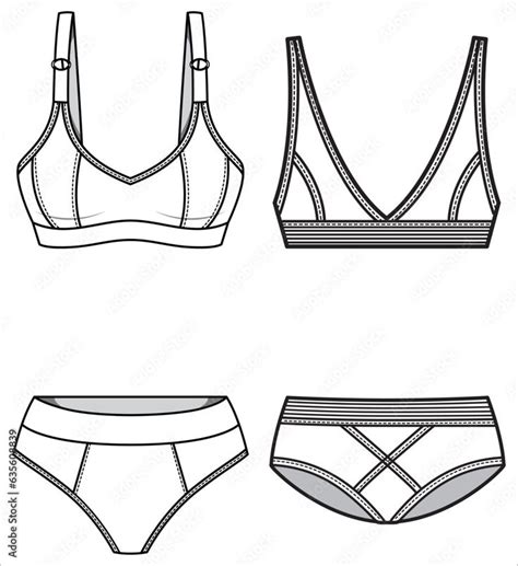 Women S Lingerie Set Design Flat Sketch Fashion Illustration