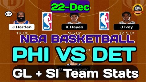 PHI VS DET DREAM11 PREDICTION PHI VS DET NBA BASKETBALL