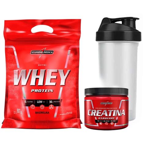 Kit Nutri Whey G Creatina G Integralmedica Coqueteleira