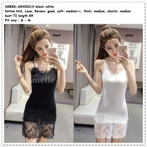 Jual Sexy Mini Dress Brukat Lace Lingerie Korea Import AB433214 HItam Putih Multicolor Di