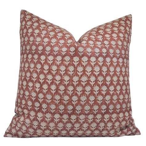 Fabdivine Block Print Throw Pillow Cover 26x26 Inch Linen Fabric
