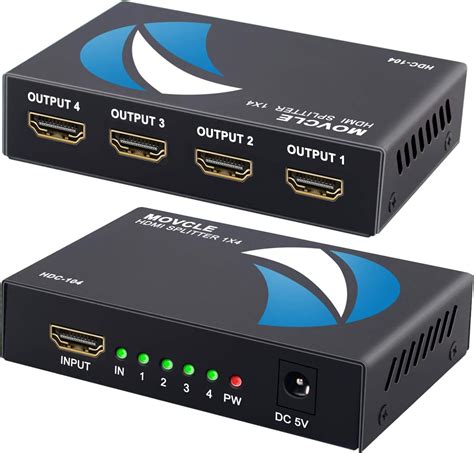 Amazon.com: HDMI Splitter 1 in 4 Out 1x4 Ports v1.4 Powered 4K/2K Full ...