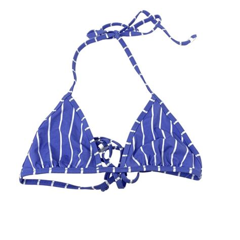 J Crew Swim Jcrew Playa String Bikini Top Womens Sz Small Blue White Striped Triangle New