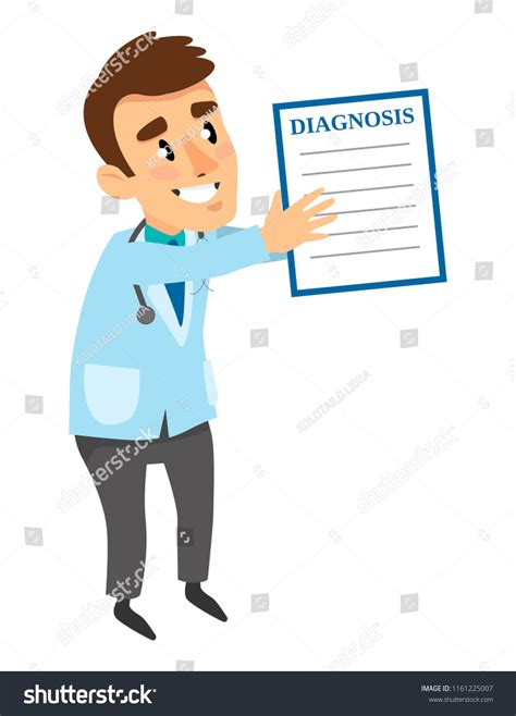 Vektor Stok Doctor Shows Paper Diagnosis Cartoon Isolated Tanpa