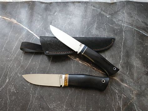 Нож Походный, прямые спуски (х12мф кованая, чёрный граб, дюраль)