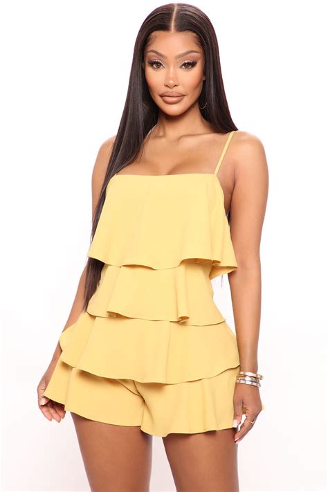 Ready And Ruffled Romper Mustard Fashion Nova Rompers Fashion Nova