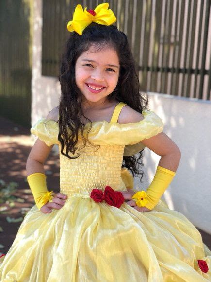 FANTASIA PRINCESA BELA FERA VESTIDO AMARELO OURO LONGO LUXO Flower