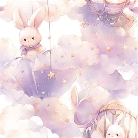 Premium AI Image White Bunny In A Hot Air Balloon