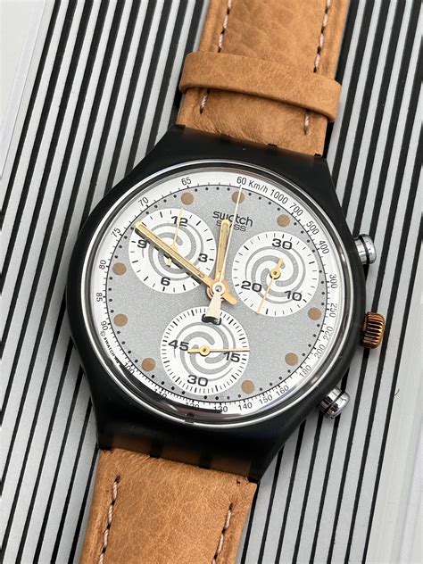 Swatch Chrono Sirio 40mm Deri Kordon 1992 Vintage Kol Saati (S-078)