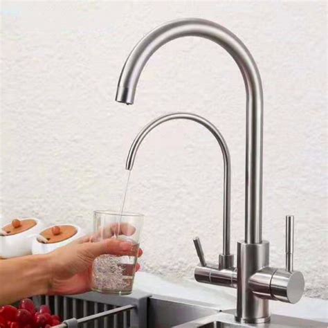 SS304 Dual Handle Direct Drinking Water Hot Cold Kitchen Faucet 3 Way Water Purifier Faucet