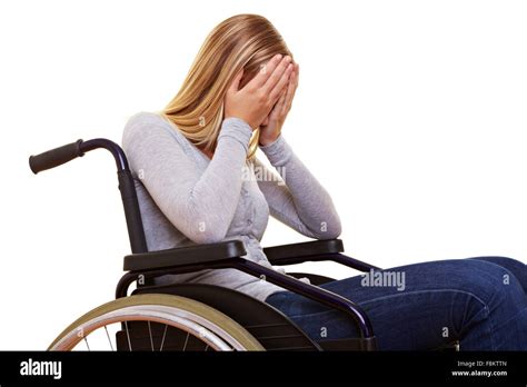 Young Sad Disabled Woman In Wheelchair Crying Stock Photo Alamy