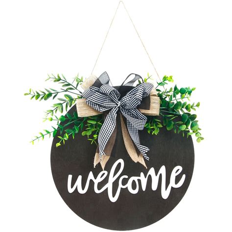 Welcome Wood Hanging Door Greeting Sign Welcome Door Porch Sign Home ...